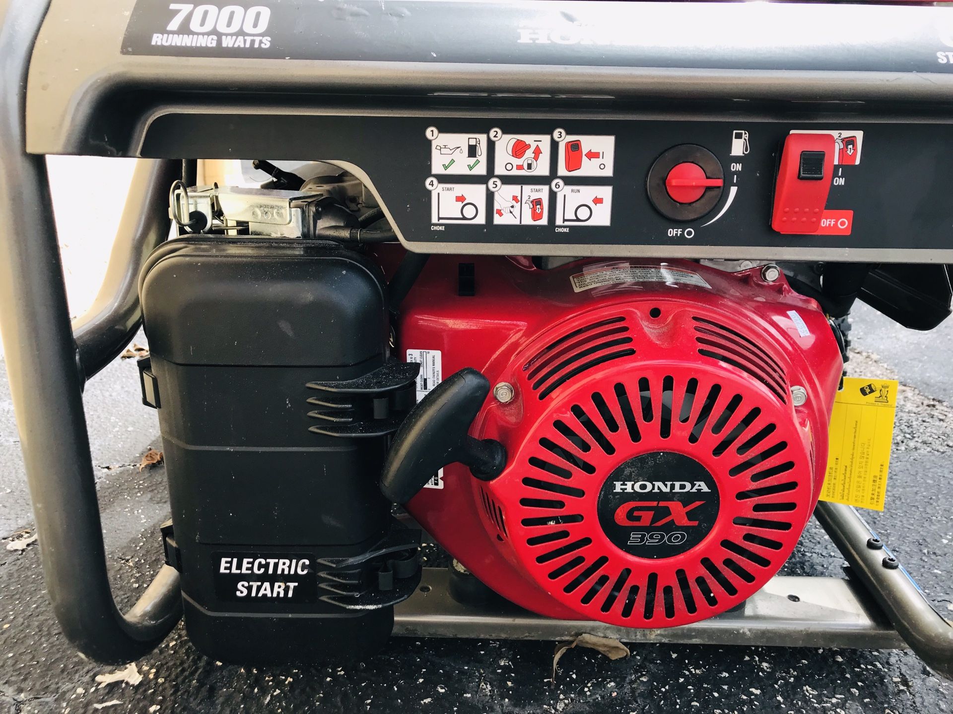 Honda Black Max Generator 7000 Running Watts Electric Start GX 390 For