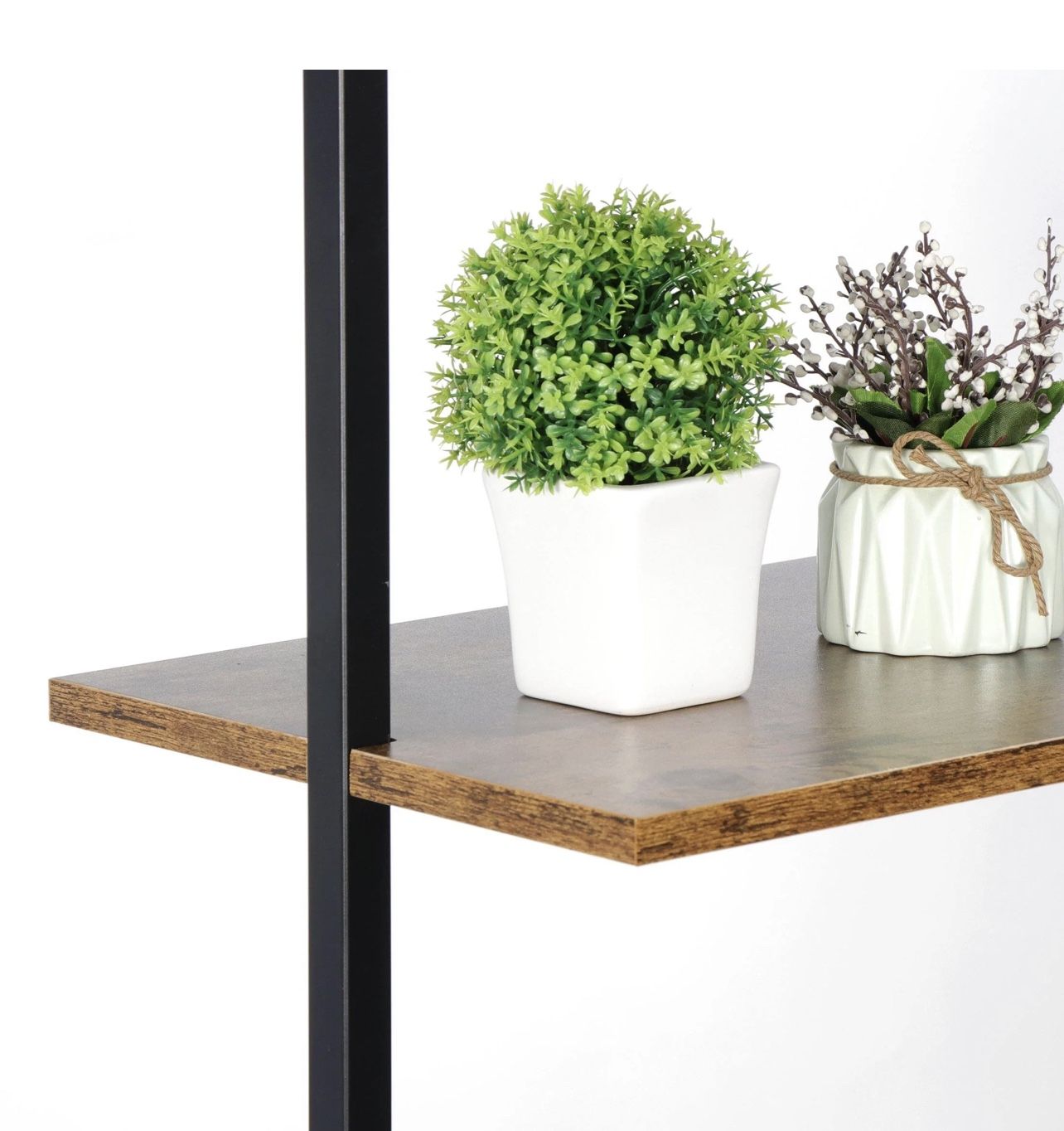 4-Tier Wall Mount Floating Shelves with Natural Wood and Industrial Pipe Metal Frame