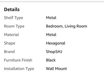 Hexagon Geometric  Shelves Set Of 2 Black iron  Thumbnail