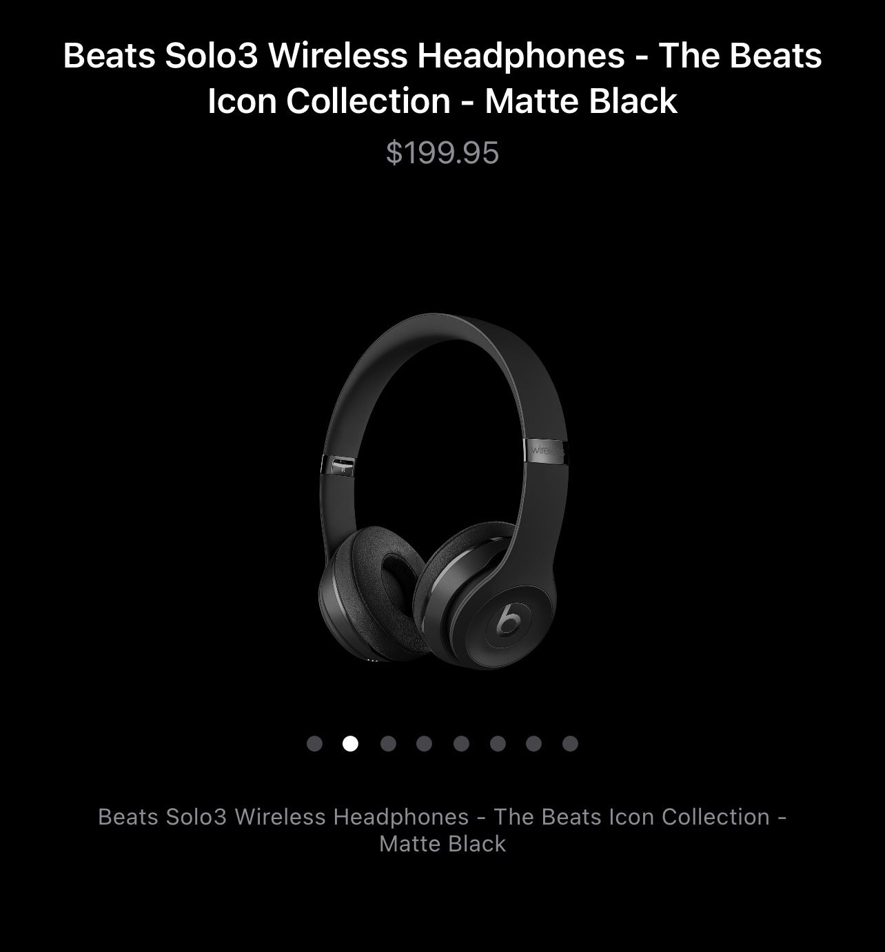 Beats Solo³ Bluetooth Wireless On-Ear Headphones - Matte Black (used once)