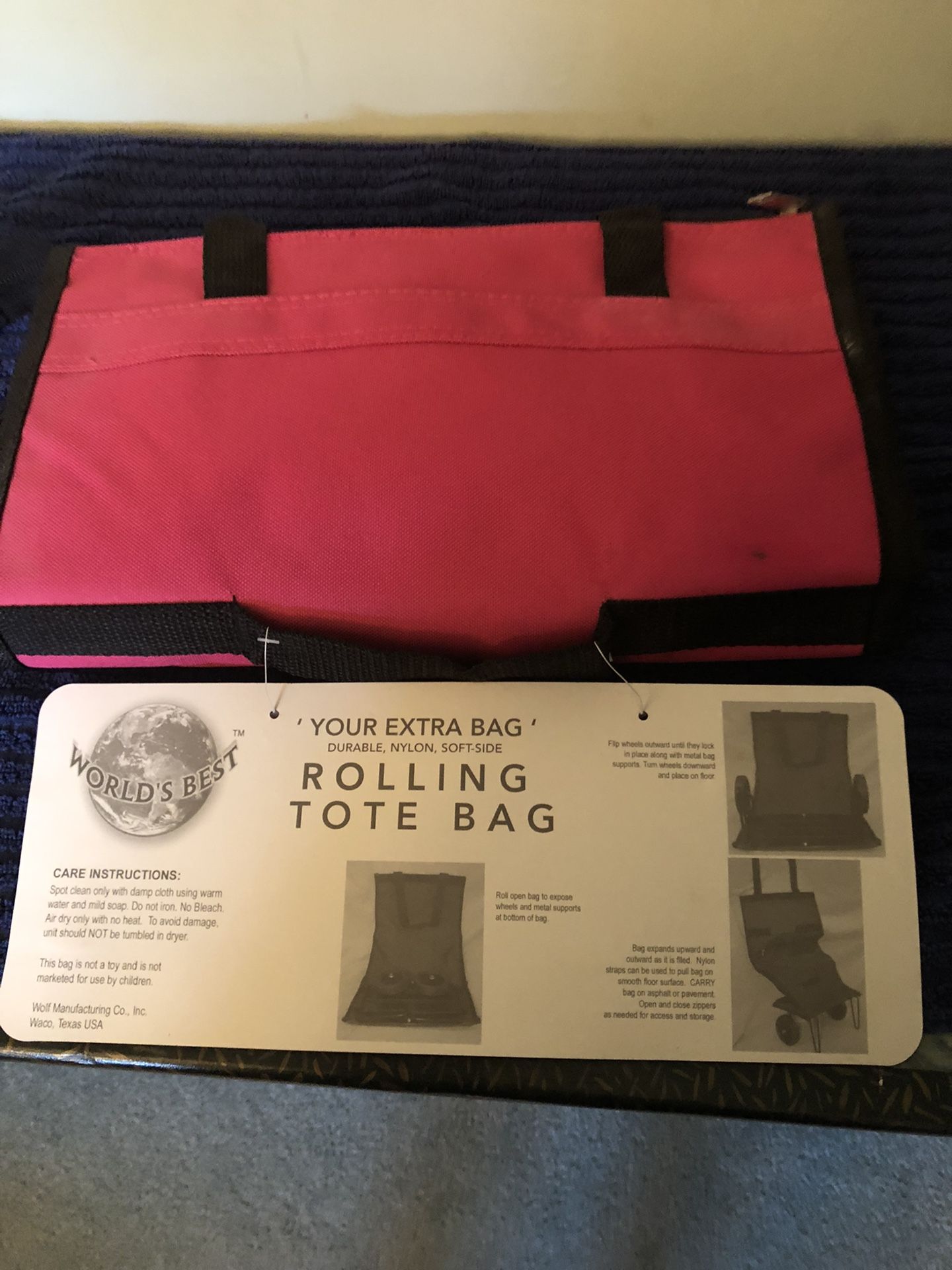 Tote Bag Rolling Folds Into Compact Space New Never Used