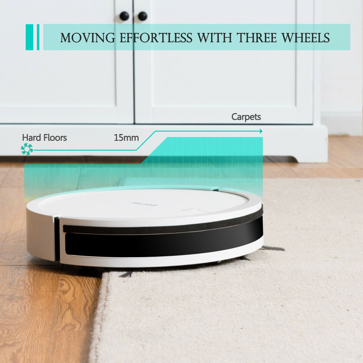 Costway Robot Vacuum Cleaner Self-Charge App Voice Control Filter Water Tank White