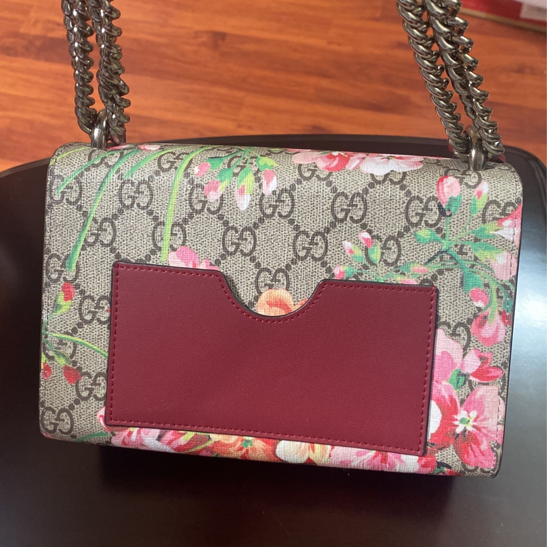 Red Gucci Dionysus Blooms Padlock Crossbody Bag GG Coated Canvas Small