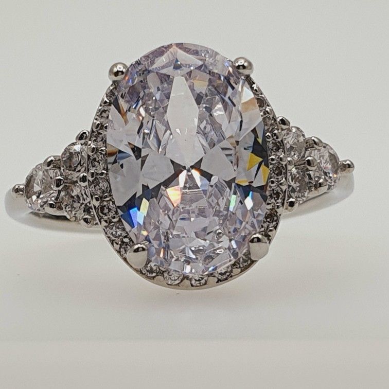 Beautiful Noble Oval Pure CZ Macro Pave Silver Wedding Luxury Rings, K936