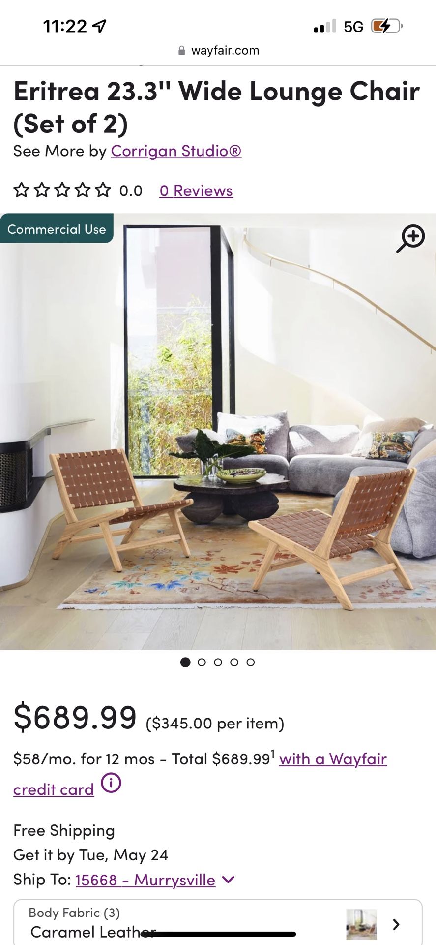 Wide Lounge Chairs (Set Of 2)