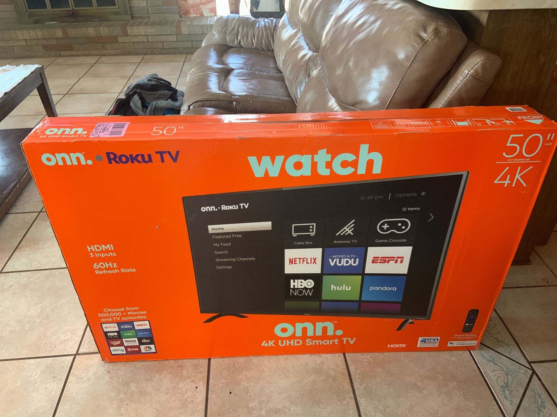 Roku Tv Onn 4K UHD Smart Tv 50 Inch 3 HDMi Inputs 60Hz Refresh Rate 