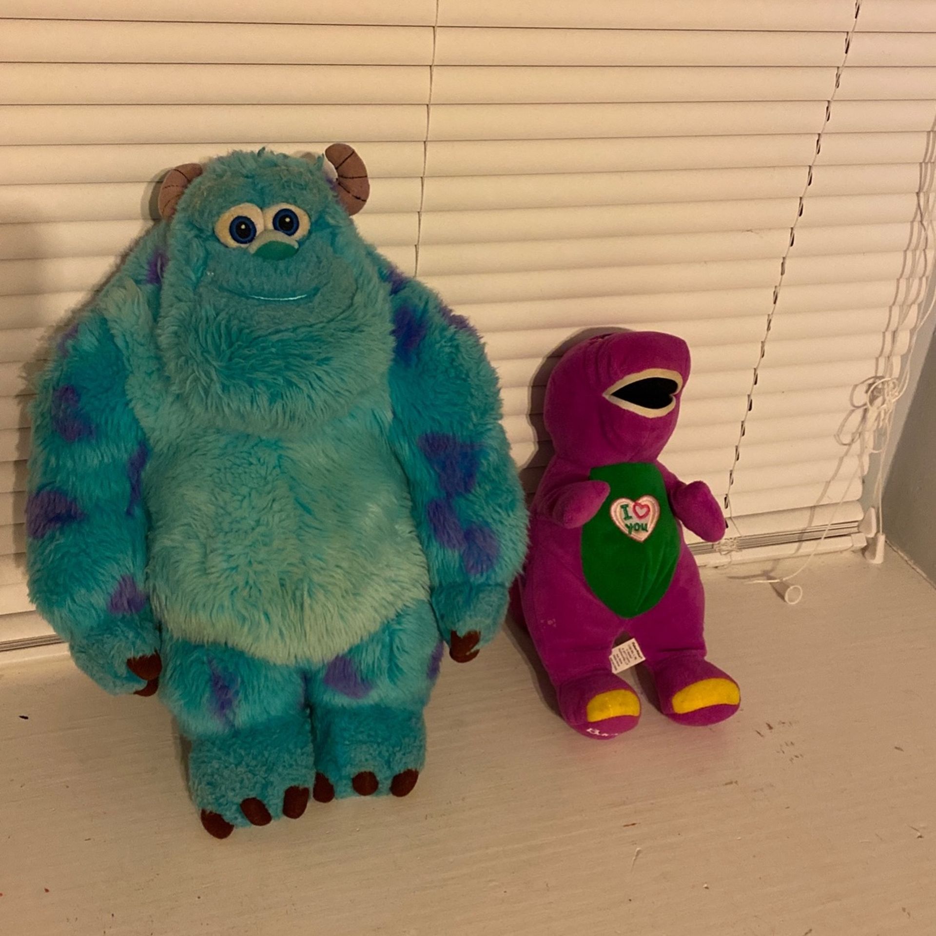 Monster Inc And Barney Plushies