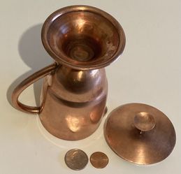 Vintage Metal Copper Serving Pitcher, 5 1/2" Tall, Kitchen Decor, Table Display, Shelf Display, This Can Be Shined Up Even More Thumbnail