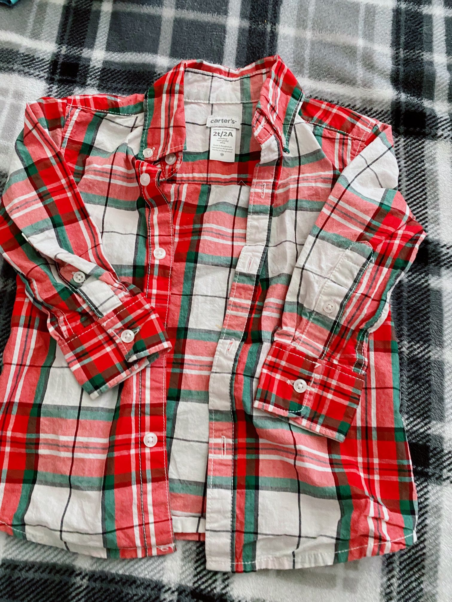 Christmas Plaid Toddler Button Up