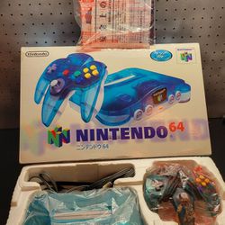 Nintendo 64 Ice Blue N64 Console w/ Paper Mario Kirby Mario Party - Complete & Excellent  Thumbnail