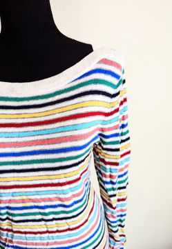 Talbots Women's Striped Long Sleeve Sweater. Cardigan 70% Nylon. Size  L Thumbnail