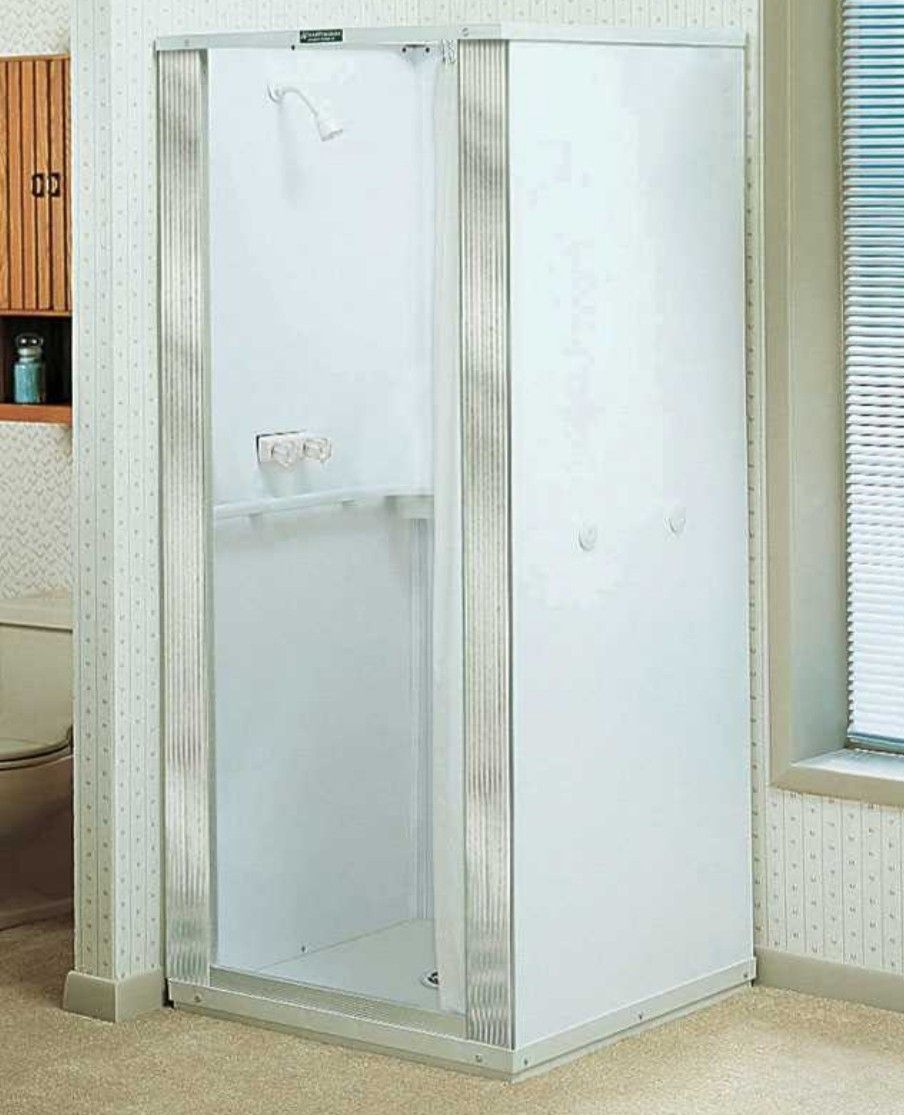 Mustee Durastall 753/8 in. H x 36 in. W x 36 in. White Complete shower