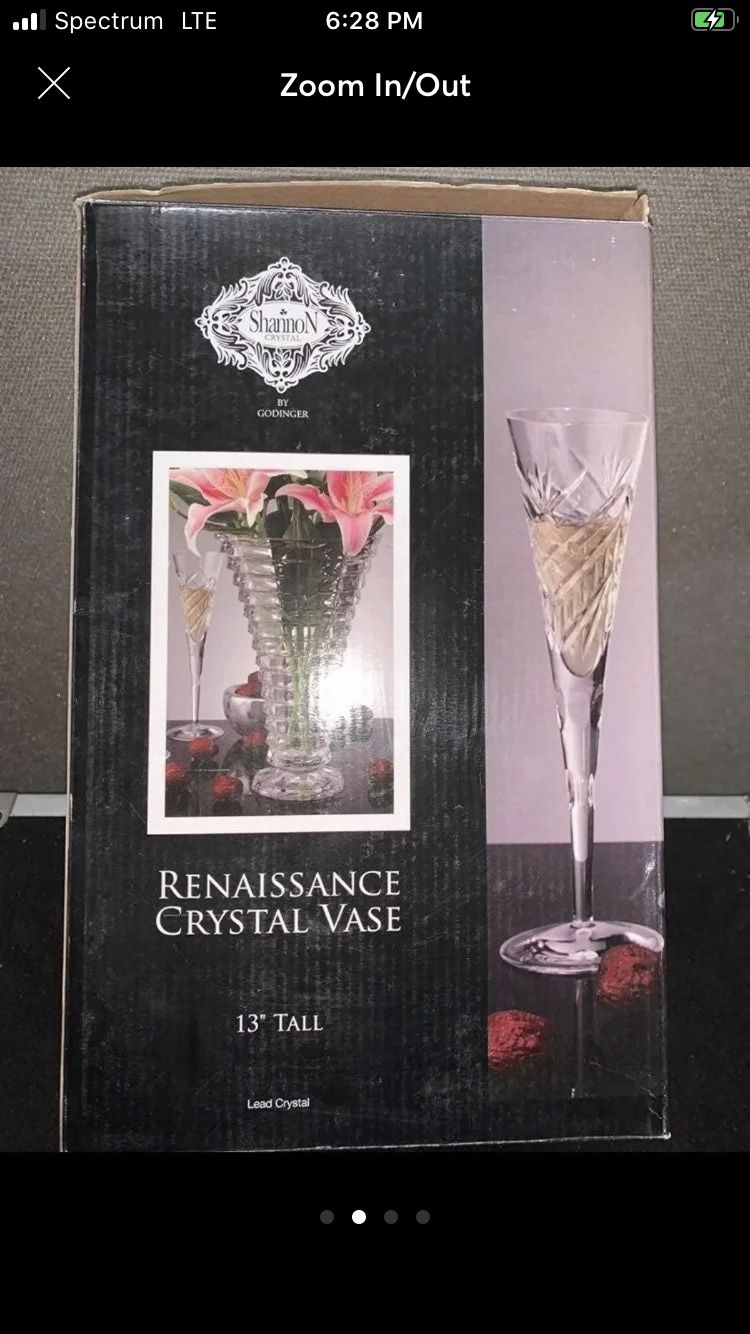 Godinger Shannon Renaissance Crystal Vase 13” Tall