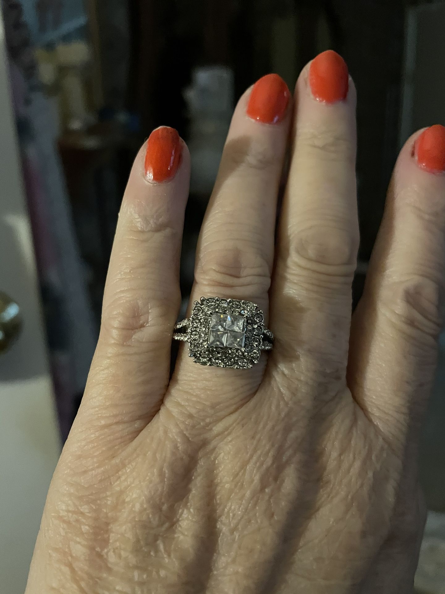 Beautiful Wedding/Engagement Ring Various Sizes 14K Gold Plated With Zircon Stones