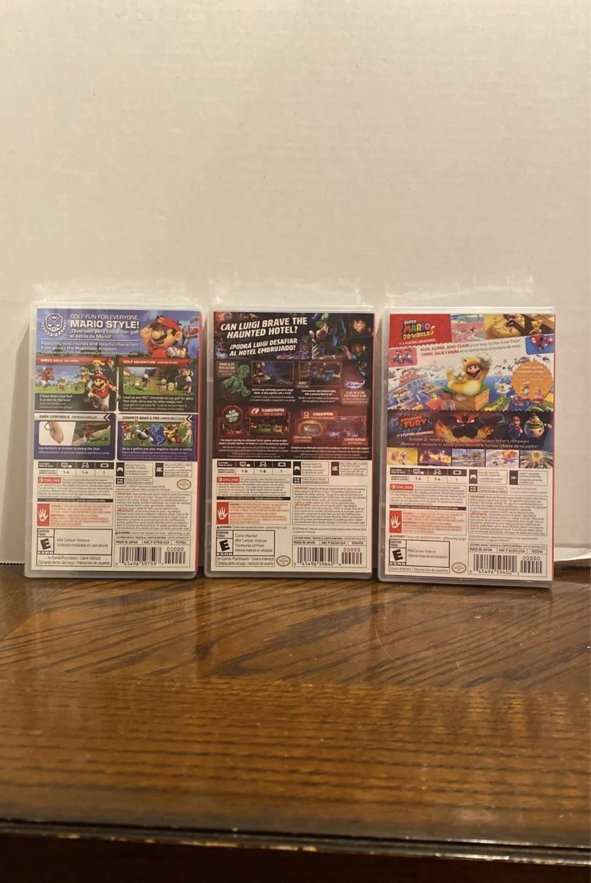 Nintendo Switch games Sealed bundle Mario Golf Luigi’s Mansion 3 Super Mario 3D World Browser’s Fury