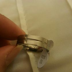 Men's fashion stainless steel Wedding band Marked I love You size 10 Thumbnail
