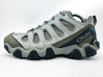 OBOZ Sawtooth Waterproof Low Hiking Boots Gray Leather Shoes Womens 7/Mens 5.5 M Thumbnail