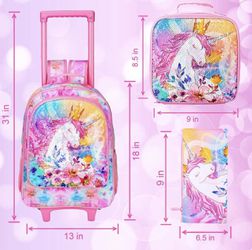 Unicorn Rolling Backpack (4 Pieces)  Thumbnail