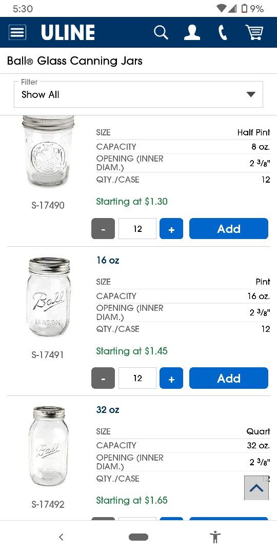 Assorted Mason Jars With Bands