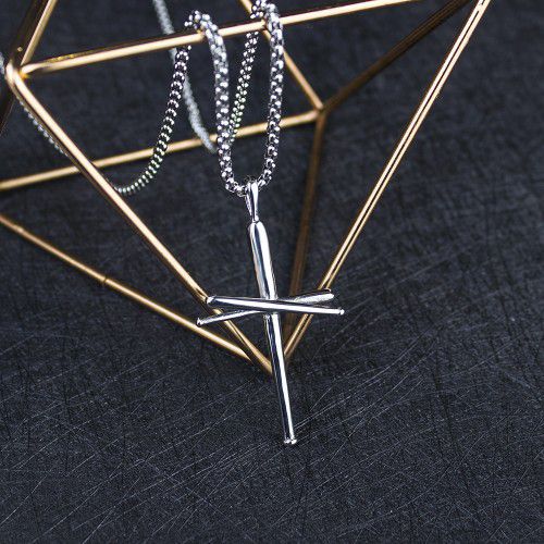 "Punk rivet nail cross couple pendant necklace for women/men, N90201P218

