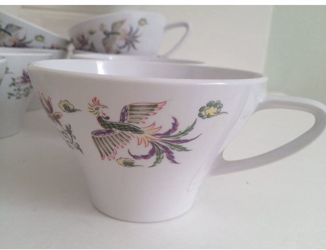 Vintage Noritake Melamine Cups And Creamer Vintage Bird Design