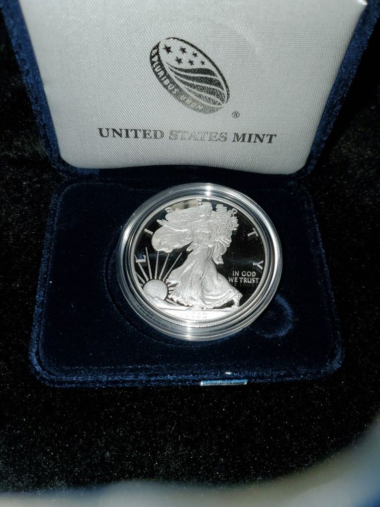 2020 w Silver American Eagle Proof With Box And Coa..