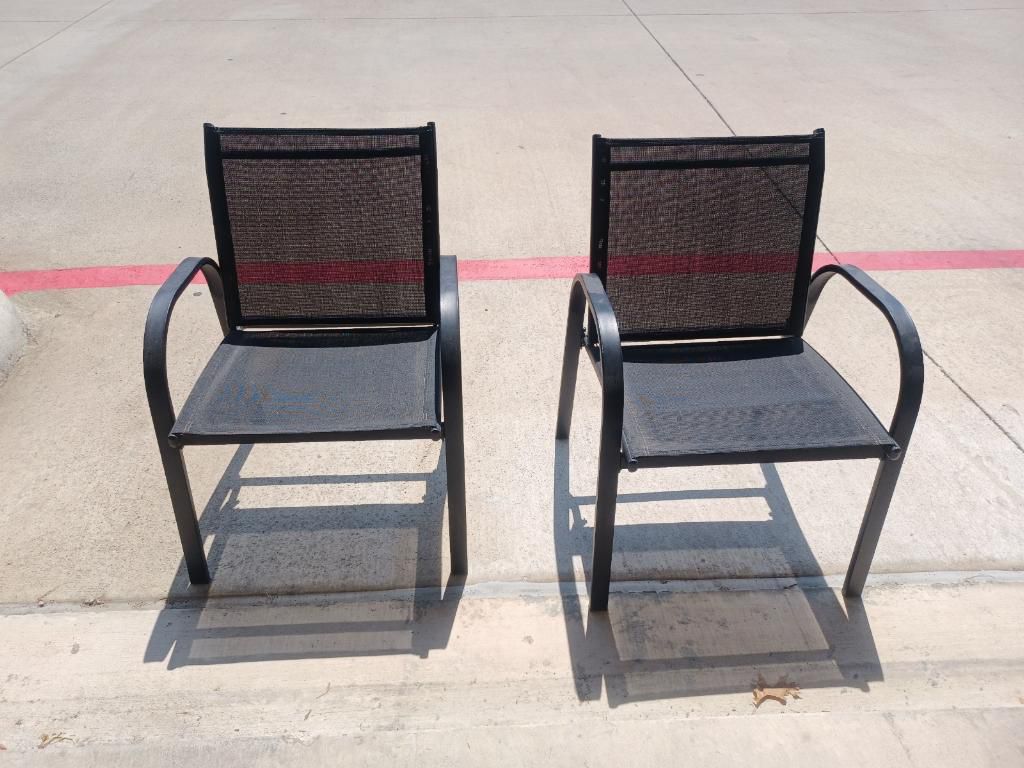 2 Black Patio Chairs 