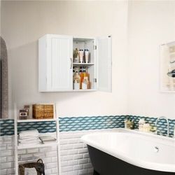 Wall Mount Bathroom Cabinet Cupboard Storage Adjustable Shelf Kitchen Laundry Thumbnail