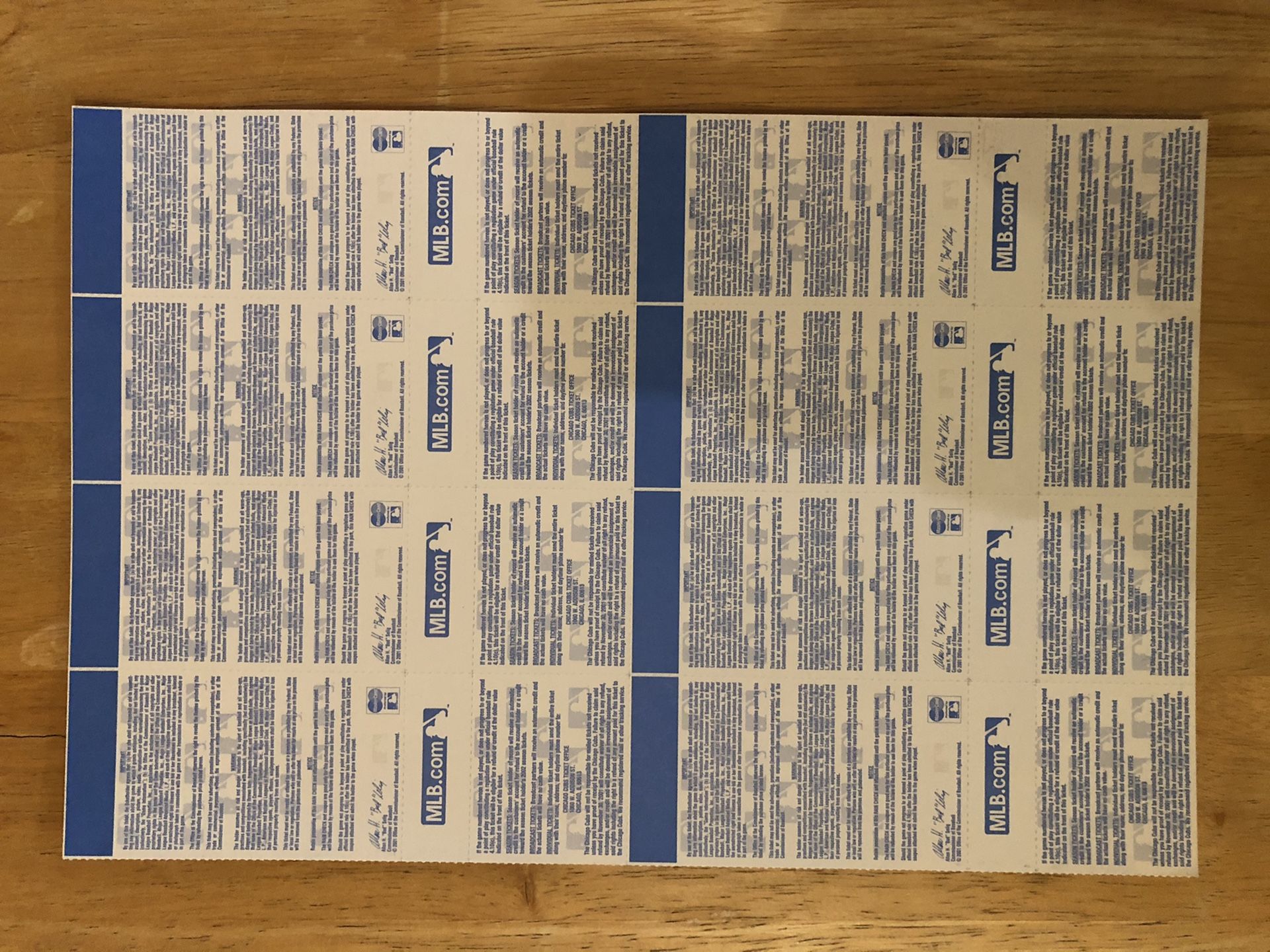 Cubs World Series tickets 2001
