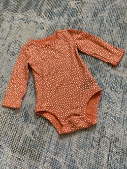 Baby girl orange autumn long sleeve onesie Thumbnail