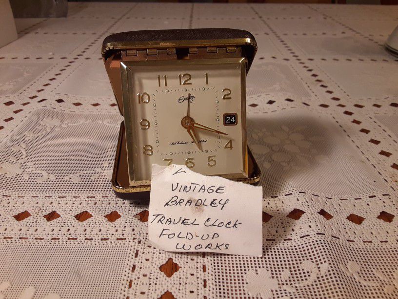 VERY UNIQUE LOOKING Antique Bradley Travel CLOCK  Even  THE  Alarm  WORKS 