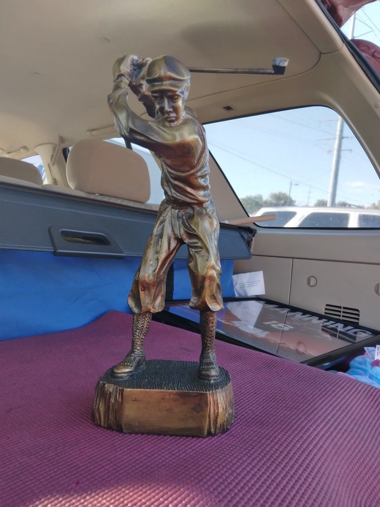 VINTAGE BRONZE GOLFING STATUE