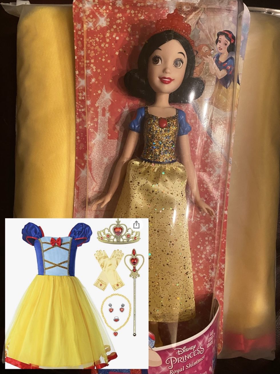 Brand New! Sealed Box Disney Princess Snow White Doll And Dress Up Set Size 8 Complete Tiara Gloves Wand Jewelry + Costume Holiday Gift Royal Shimmer 