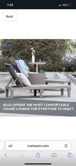 BLUU Chaise Lounge Chair for Outdoor Patio Use | Adjustable with 5 Positions | Wood Texture Design | Waterproof | Easy to Assemble | Max Weight 330 l Thumbnail