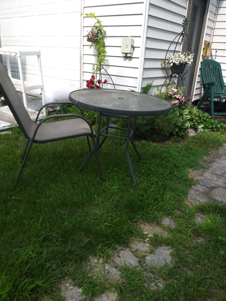 Glass Table For Deck Or Backyard $5