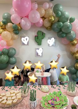 Pink, Green, And Gold balloon Arch (made) Thumbnail