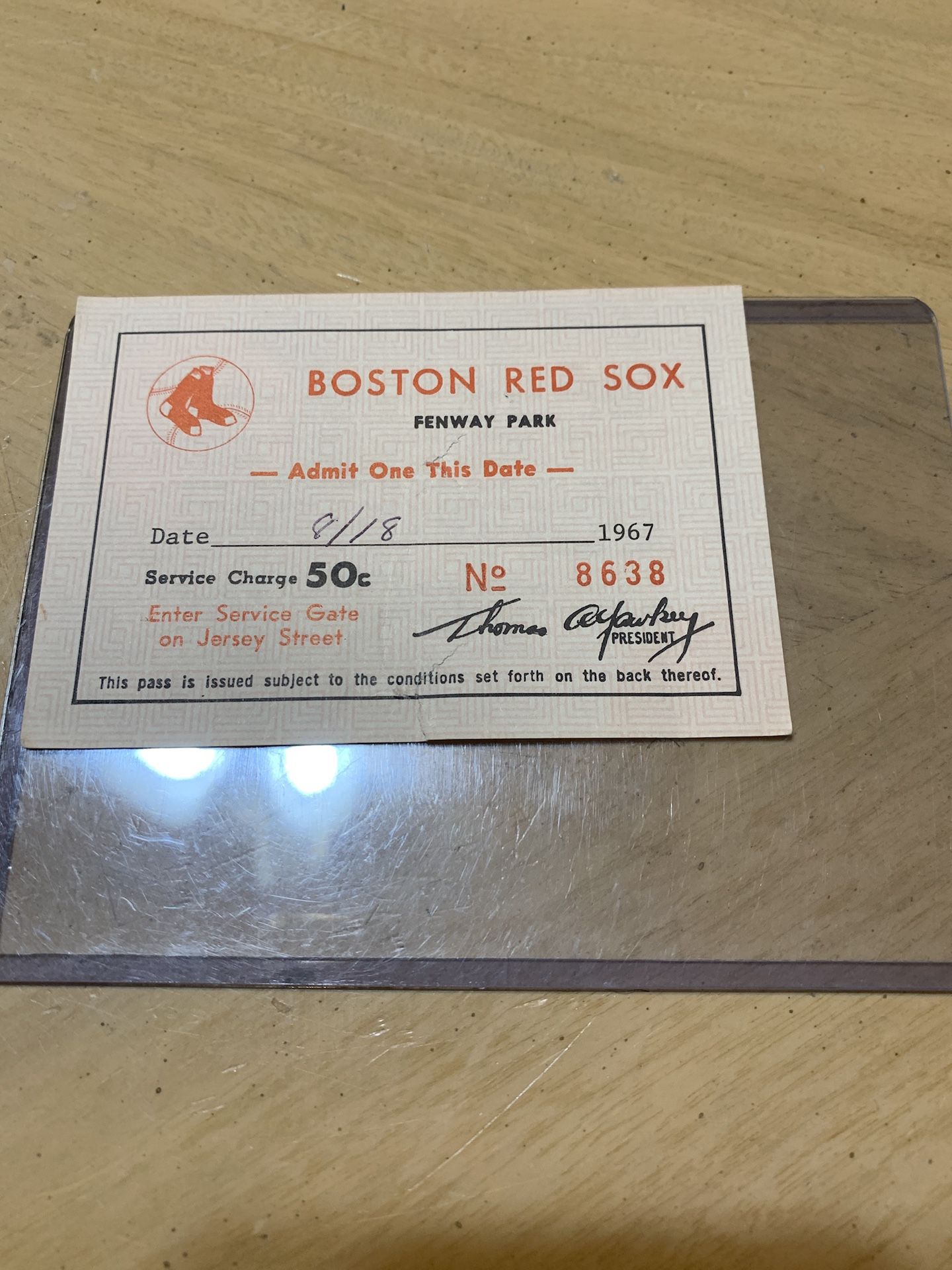 Boston Red Sox’s 1967 season pass 8/18 Tony C