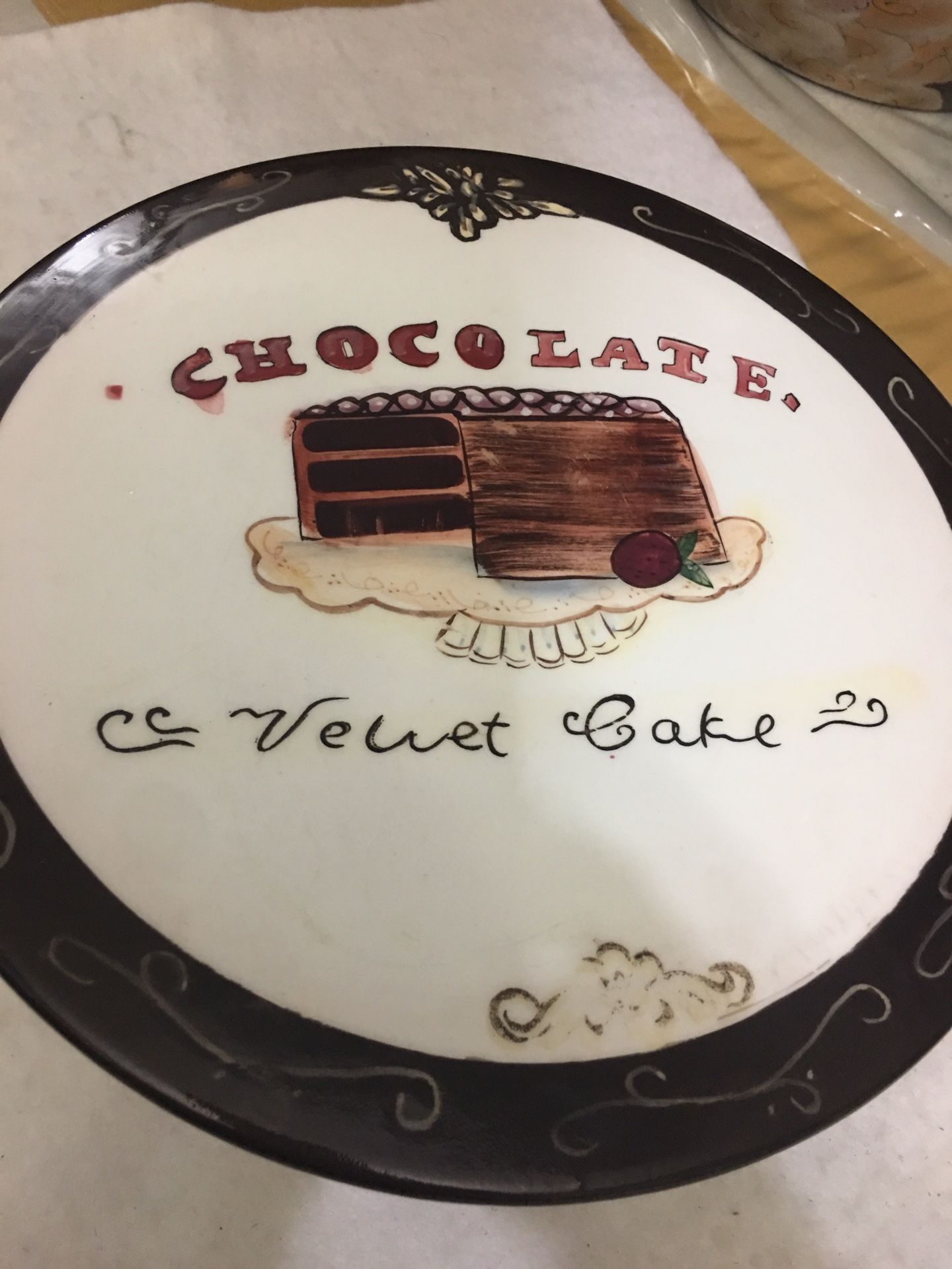 Beautiful Velvet Chocolate Cake . Serving Cake Stand.