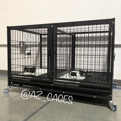 Brand New 42” Heavy Duty Dog Pet Double door Kennel Crate Cage 🐕‍🦺🐩🐶  with Comfy Plastic Floor 🐾💟 please see dimensions in second picture 🇺🇸  Thumbnail