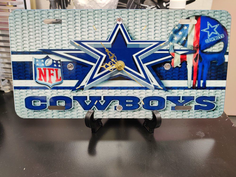 Dallas Cowboys License Plate Clock 