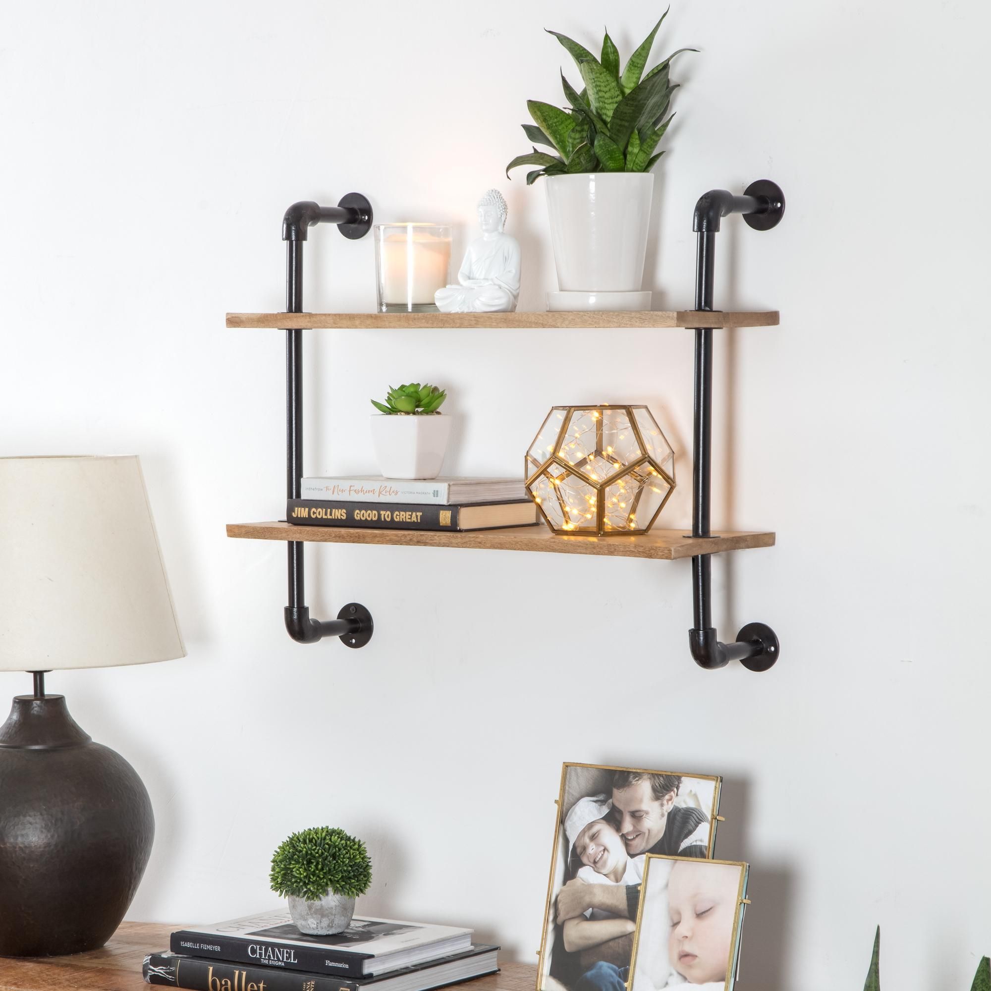 Terville Pipe Wall Shelf - 2 Tier