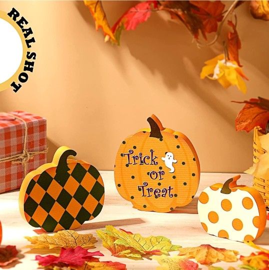 🎃 Pumpkin Table Wooden Sign (set of 3)