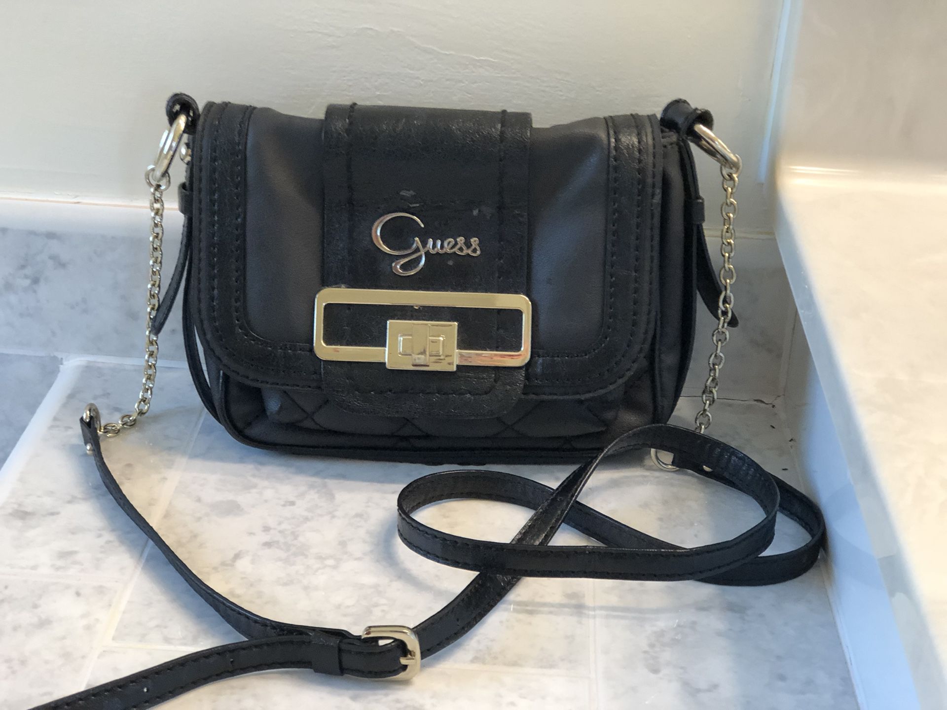 Black Leather Guess Handbag