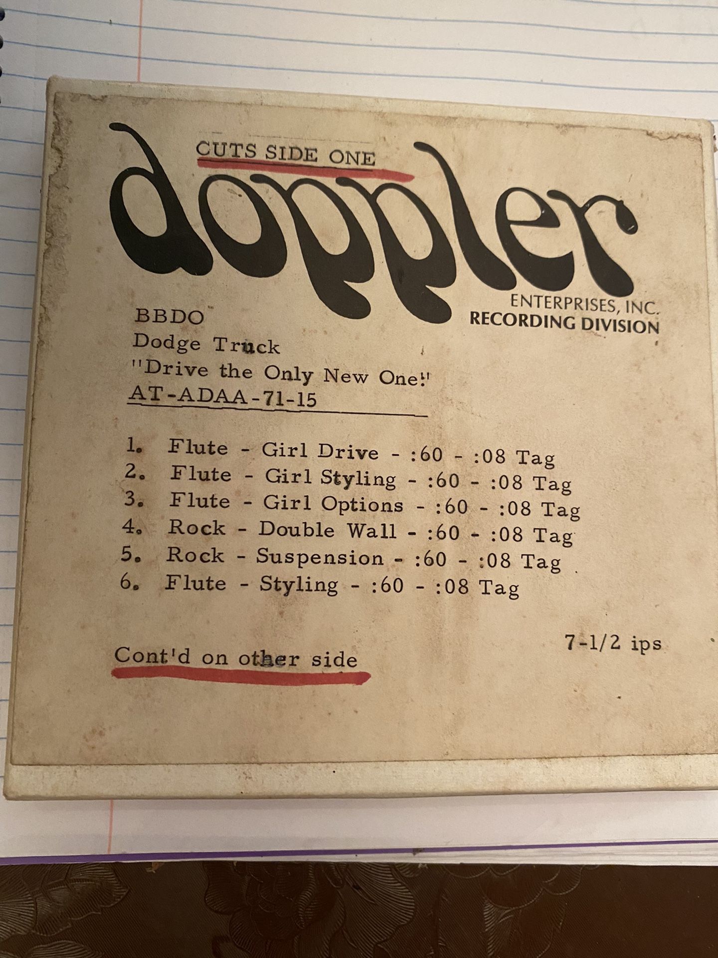 Vintage Dodge Truck Reel to Reel Radio Ads Drive A Bargain Flute Only New One.