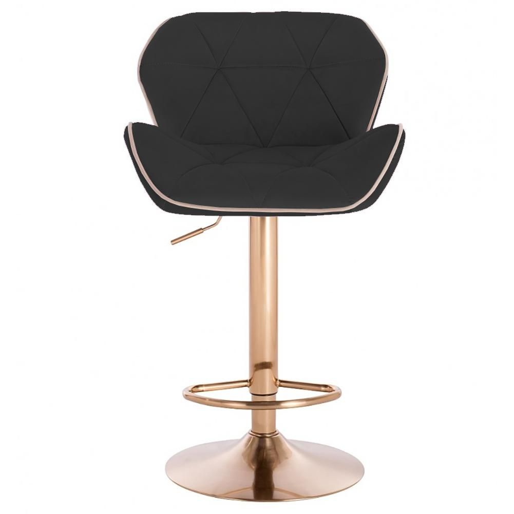 Modern Home Luxe Spyder Contemporary Adjustable Barstool/Bar Chair with 360° Rotation (Gold Base, Black/Gold Piping)