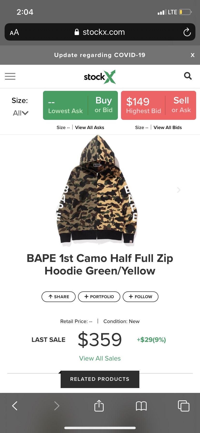 Bape Hoodie w/ Matching Pants