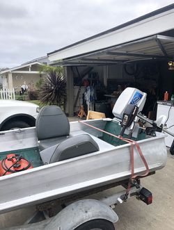 1967 Sears 12 Foot Aluminum Boat With 6hp 2stroke Outboard Motor And 1.5hp Trolling Motor Thumbnail