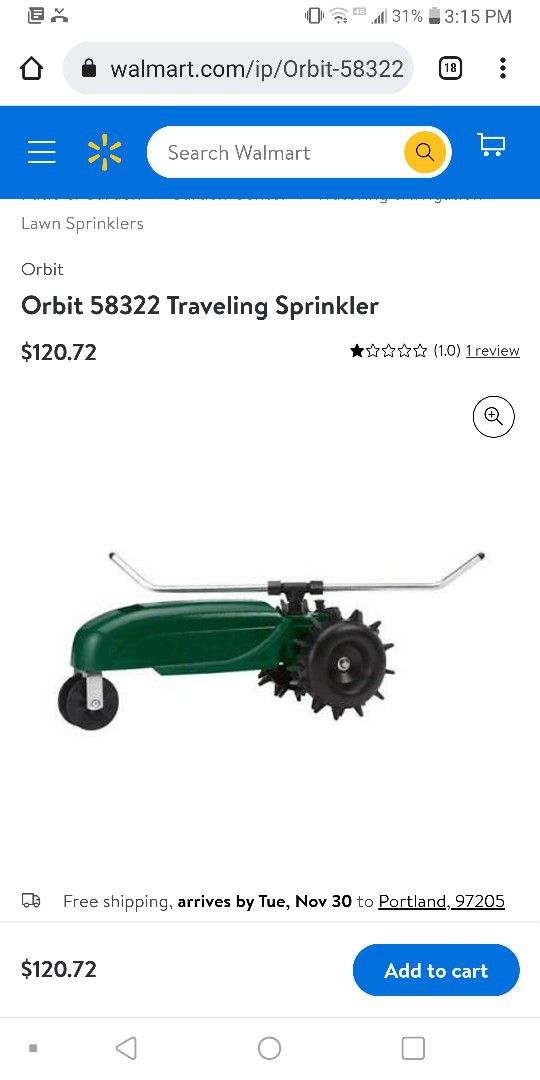 Orbit Traveling Sprinkler 58322