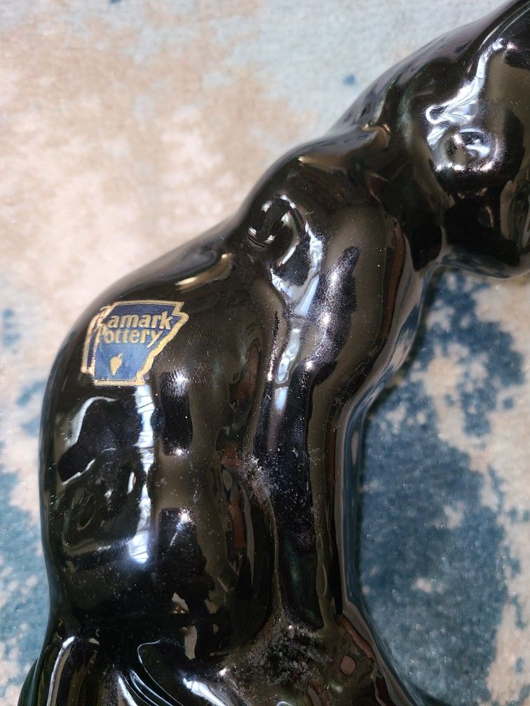 Mid-centuryCamark Pottery Black Cat Fish Bowl Stand