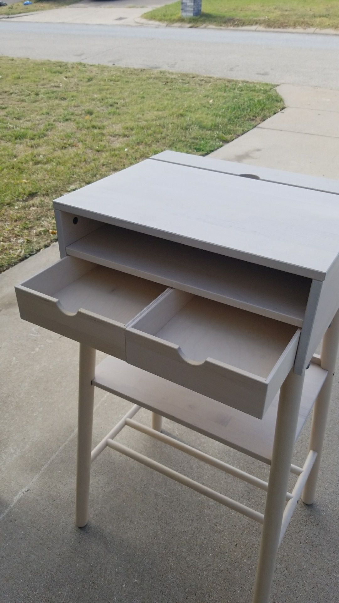 Wood Bar Height Mail Organizer or Minimalist Desk. Ikea Knotten Desk